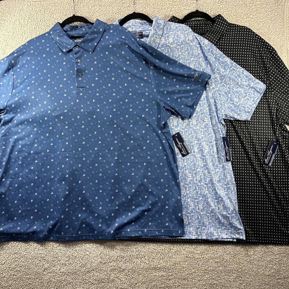 NWT 3XL LOT Ben Hogan Performance‎ Polo Golf  Short Sleeve Black Stretch UPF15